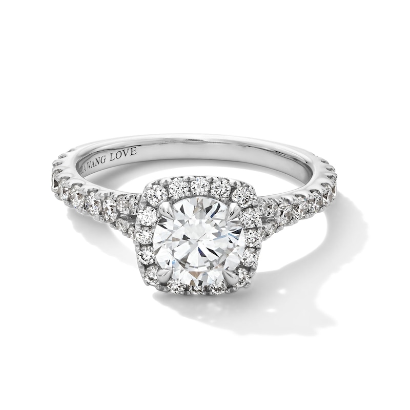 Main Image 1 of Vera Wang Love Collection 1.58 CT. T.W. Certified Lab-Grown Diamond Cushion Frame Engagement Ring in 14K White Gold