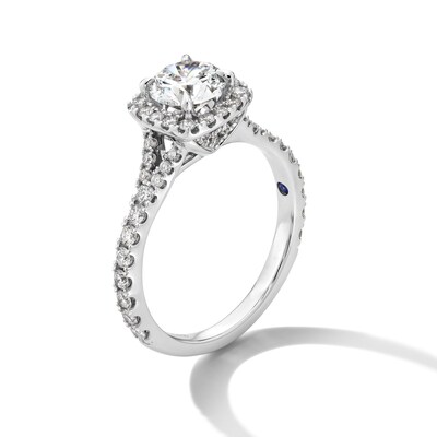 Vera Wang Love Collection 1.58 CT. T.W. Certified Lab-Created Diamond Cushion Frame Engagement Ring in 14K White Gold