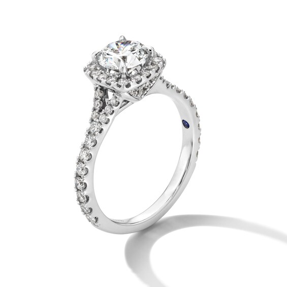 Vera Wang Love Collection 1.58 CT. T.W. Certified Lab-Created Diamond Cushion Frame Engagement Ring in 14K White Gold