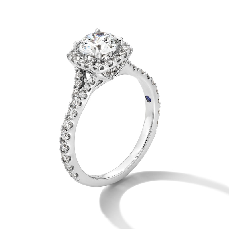 Main Image 2 of Vera Wang Love Collection 1.58 CT. T.W. Certified Lab-Grown Diamond Cushion Frame Engagement Ring in 14K White Gold