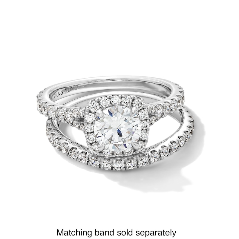 Main Image 3 of Vera Wang Love Collection 1.58 CT. T.W. Certified Lab-Grown Diamond Cushion Frame Engagement Ring in 14K White Gold