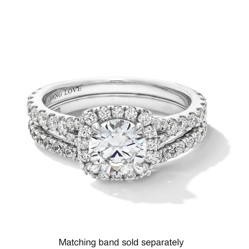 Main Image 4 of Vera Wang Love Collection 1.58 CT. T.W. Certified Lab-Grown Diamond Cushion Frame Engagement Ring in 14K White Gold