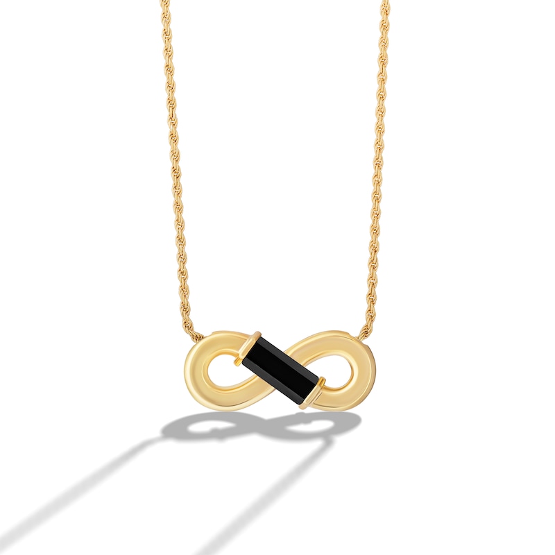 Limor Freeform Rectangle Onyx Infinity Necklace in Sterling Silver with 24K Gold Plate