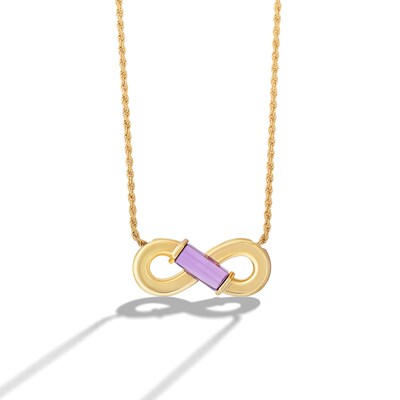 Limor Mindful Jewellery Guidestones Rectangle Amethyst Infinity Necklace in Sterling Silver with 24K Gold Plate