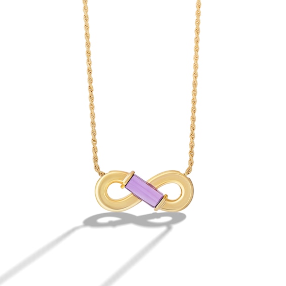 Limor Mindful Jewellery Guidestones Rectangle Amethyst Infinity Necklace in Sterling Silver with 24K Gold Plate