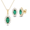 Thumbnail Image 1 of Marquise Lab-Created Emerald and White Lab-Created Sapphire Pendant and Earrings Set in Sterling Silver with Gold Plate