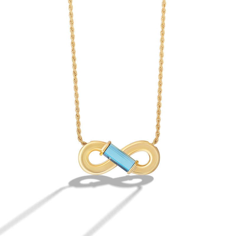 Limor Freeform Rectangle Swiss Blue Topaz Infinity Necklace in Sterling Silver with 24K Gold Plate