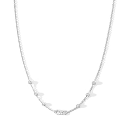 Infinity and Diamond-Cut Bead Station Necklace in 10K White Gold