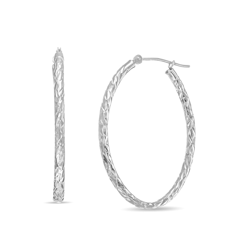 30.0mm Diamond-Cut Hoop Earrings in Hollow 10K White Gold