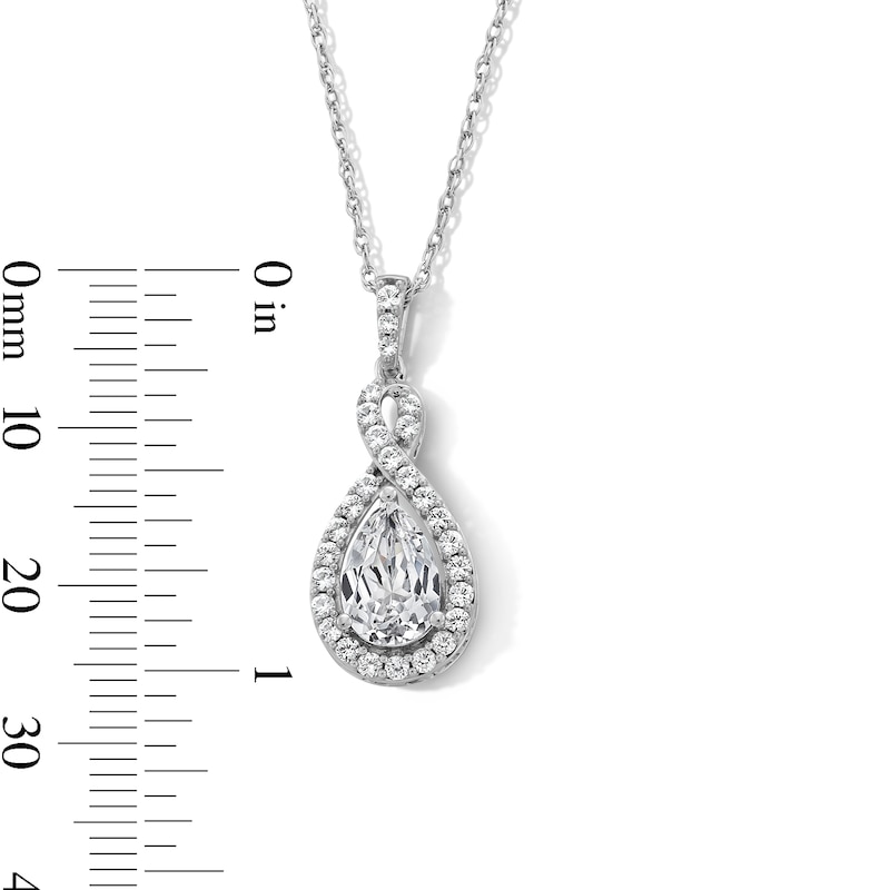 Main Image 3 of Pear-Shaped White Lab-Created Sapphire Infinity Drop Pendant in Sterling Silver