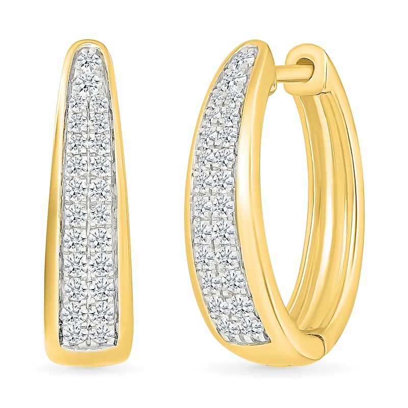 0.45 CT. T.W. Diamond Double Row V-Hoop Earrings in 10K Gold