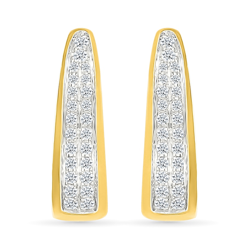 Main Image 2 of 0.45 CT. T.W. Diamond Double Row V-Hoop Earrings in 10K Gold