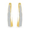 0.23 CT. T.W. Diamond Oval Hoop Earrings in 10K Gold
