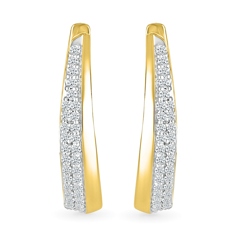 0.23 CT. T.W. Diamond Oval Hoop Earrings in 10K Gold