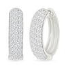 0.95 CT. T.W. Diamond Triple Row Hoop Earrings in 10K White Gold