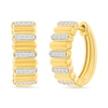 Thumbnail Image 1 of 0.23 CT. T.W. Diamond Alternating Row Puff Hoop Earrings in 10K Gold