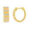 Thumbnail Image 2 of 0.23 CT. T.W. Diamond Alternating Row Puff Hoop Earrings in 10K Gold
