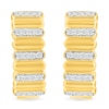 Thumbnail Image 3 of 0.23 CT. T.W. Diamond Alternating Row Puff Hoop Earrings in 10K Gold