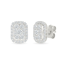 0.45 CT. T.W. Elongated Cushion-Shaped Multi-Diamond Frame Stud Earrings in 10K White Gold
