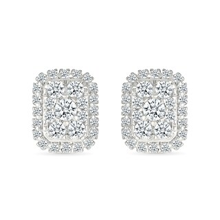 CT. T.W. Elongated Cushion-Shaped Multi-Diamond Frame Stud Earrings in 10K White Gold
