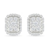 Thumbnail Image 3 of 0.23 CT. T.W. Elongated Cushion-Shaped Multi-Diamond Frame Stud Earrings in 10K White Gold