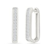 Thumbnail Image 1 of 0.23 CT. T.W. Diamond Squared Hoop Earrings in Sterling Silver