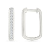 Thumbnail Image 2 of 0.23 CT. T.W. Diamond Squared Hoop Earrings in Sterling Silver