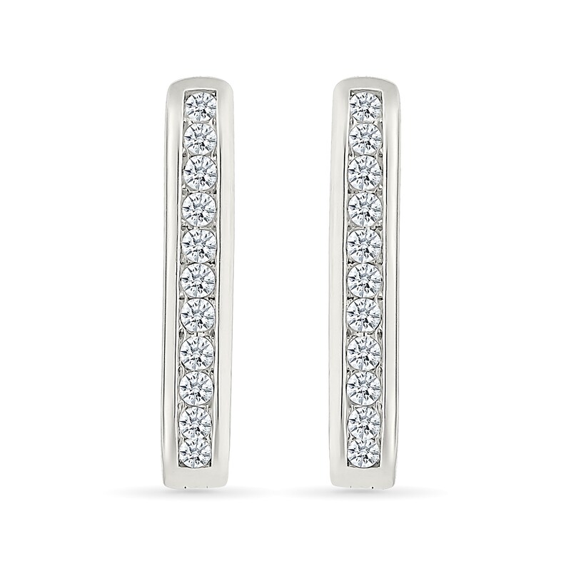 0.23 CT. T.W. Diamond Squared Hoop Earrings in Sterling Silver
