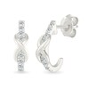 Thumbnail Image 1 of 0.23 CT. T.W. Diamond Infinity J-Hoop Earrings in Sterling Silver