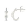 Thumbnail Image 2 of 0.23 CT. T.W. Diamond Infinity J-Hoop Earrings in Sterling Silver