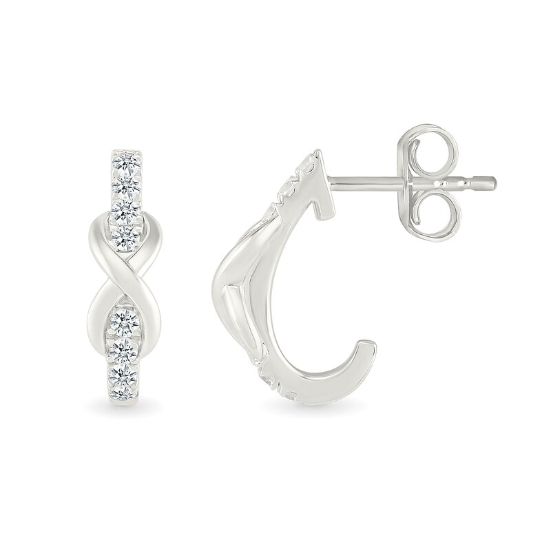 Main Image 2 of 0.23 CT. T.W. Diamond Infinity J-Hoop Earrings in Sterling Silver