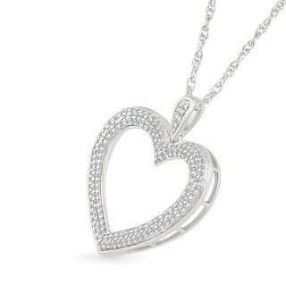 0.23 CT. T.W. Diamond Double Row Open Heart Pendant in Sterling Silver