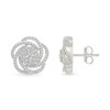 Thumbnail Image 2 of 0.45 CT. T.W. Multi-Diamond Swirl Flower Stud Earrings in 10K White Gold