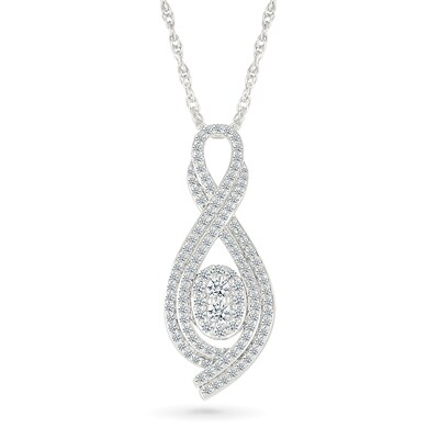 0.95 CT. T.W. Oval-Shaped Multi-Diamond Infinity Pendant in 10K White Gold