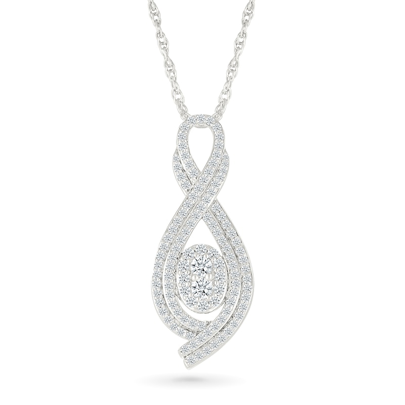 Main Image 1 of 0.95 CT. T.W. Oval-Shaped Multi-Diamond Infinity Pendant in 10K White Gold