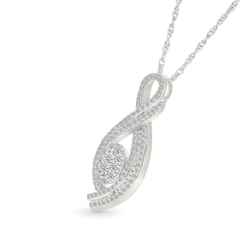 Main Image 2 of 0.95 CT. T.W. Oval-Shaped Multi-Diamond Infinity Pendant in 10K White Gold