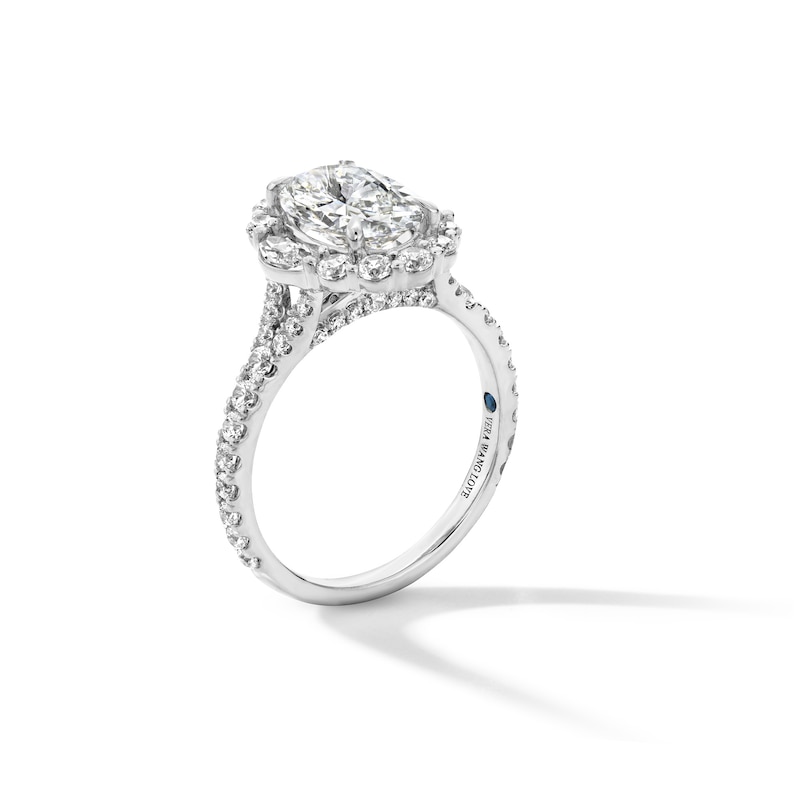 Main Image 2 of Vera Wang Love Collection 2.95 CT. T.W. Oval Certified Lab-Grown Diamond Scallop Engagement Ring in 14K White Gold