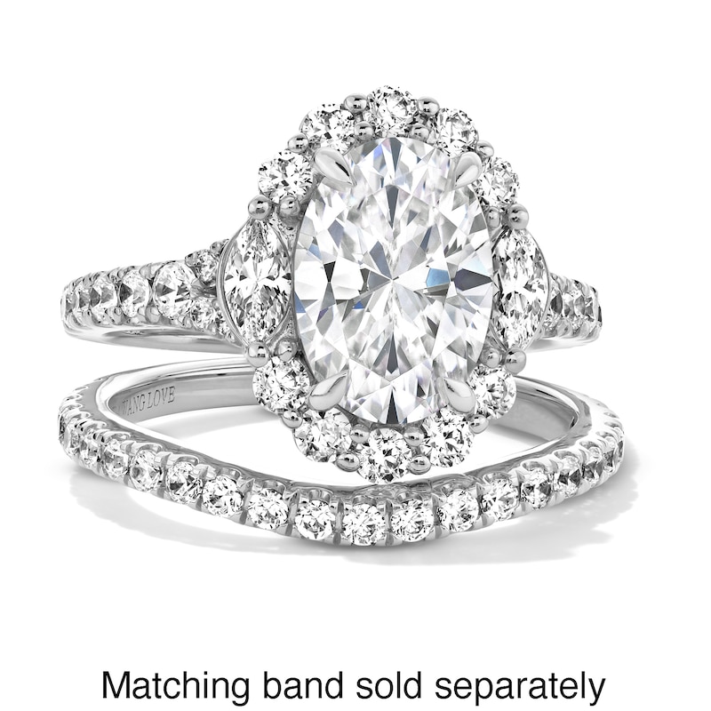 Main Image 3 of Vera Wang Love Collection 2.95 CT. T.W. Oval Certified Lab-Grown Diamond Scallop Engagement Ring in 14K White Gold