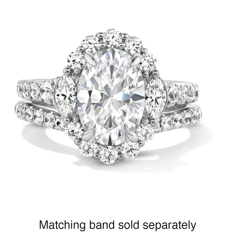 Main Image 4 of Vera Wang Love Collection 2.95 CT. T.W. Oval Certified Lab-Grown Diamond Scallop Engagement Ring in 14K White Gold