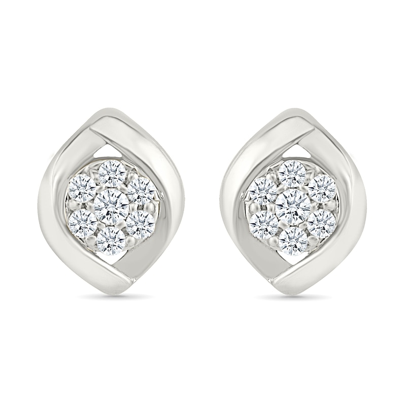 0.23 CT. T.W. Multi-Diamond Twist Frame Stud Earrings in 10K White Gold