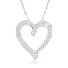 Thumbnail Image 1 of 0.23 CT. T.W. Diamond Ribbon Open Heart Pendant in Sterling Silver
