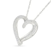 Thumbnail Image 2 of 0.23 CT. T.W. Diamond Ribbon Open Heart Pendant in Sterling Silver