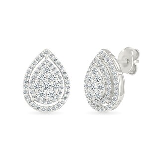 0.45 CT. T.W. Multi-Diamond Teardrop Frame Stud Earrings in 10K White Gold