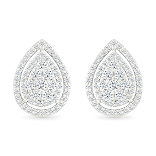 0.45 CT. T.W. Multi-Diamond Teardrop Frame Stud Earrings in 10K White Gold
