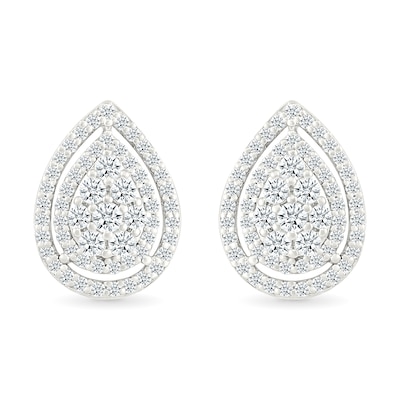 0.45 CT. T.W. Multi-Diamond Teardrop Frame Stud Earrings in 10K White Gold