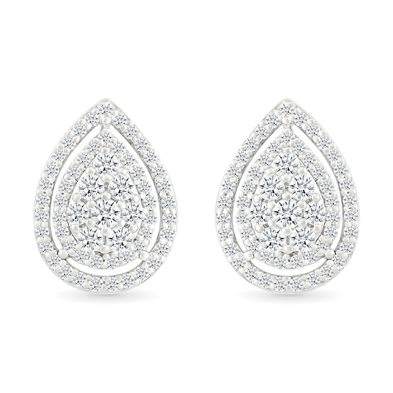 0.45 CT. T.W. Multi-Diamond Teardrop Frame Stud Earrings in 10K White Gold