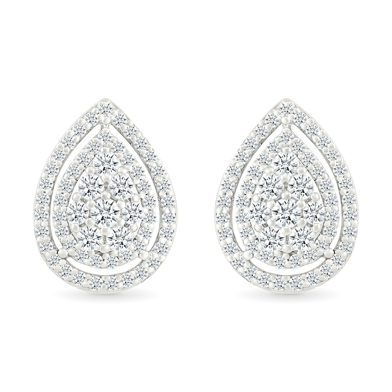 0.45 CT. T.W. Multi-Diamond Teardrop Frame Stud Earrings in 10K White Gold