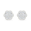 Thumbnail Image 3 of 0.23 CT. T.W. Diamond Flower Stud Earrings in 10K White Gold