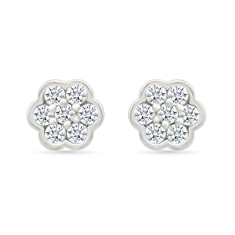 0.23 CT. T.W. Diamond Flower Stud Earrings in 10K White Gold
