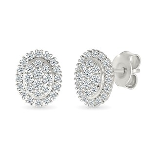 0.23 CT. T.W. Oval-Shaped Multi-Diamond Frame Stud Earrings in 10K White Gold